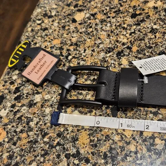 Mens Bison Designs Black Leather Belt 38mm – Box Canyon Black Buckle Size 42 USA - Picture 3 of 9